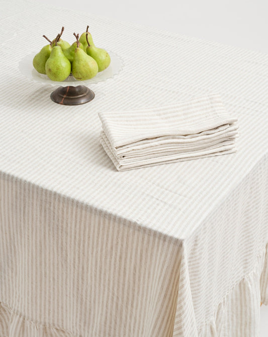 Inspired Table 100% French Linen Napkin (Set of 6) – Soft Grey Stripe