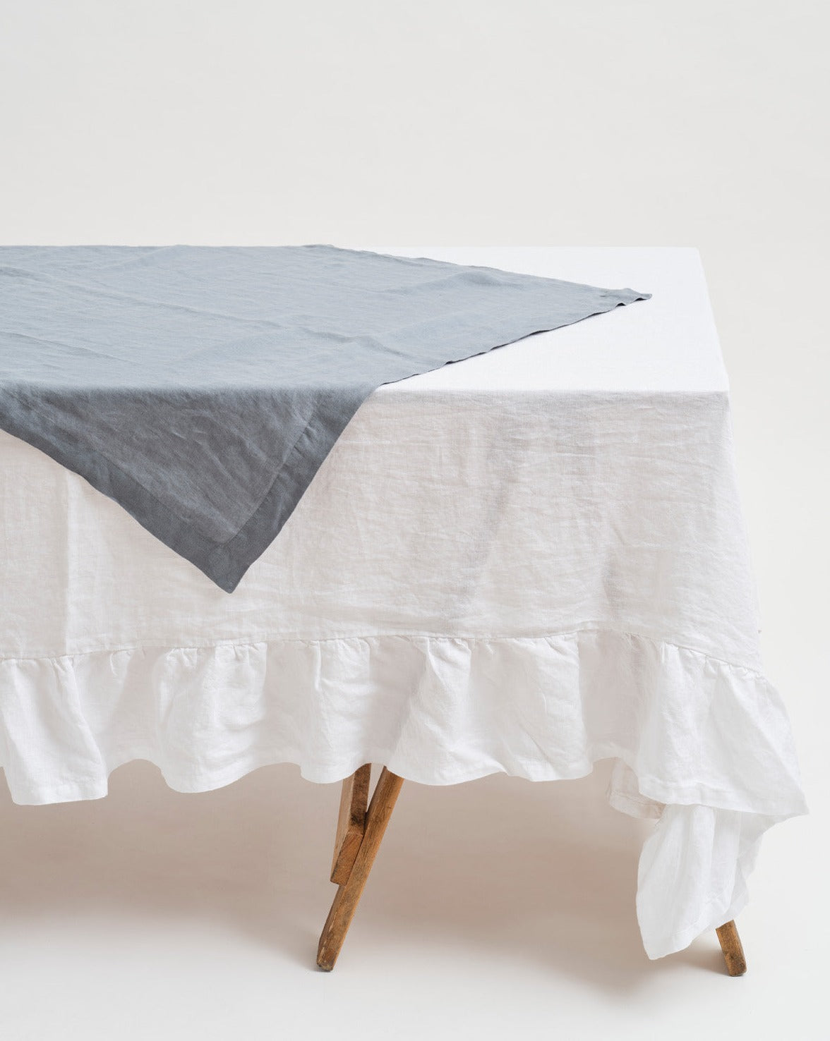 Inspired Table 100% French Linen Table Topper – Bluestone