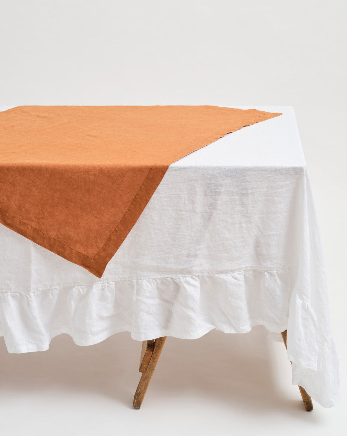 Inspired Table 100% French Linen Table Topper – Burnt Orange